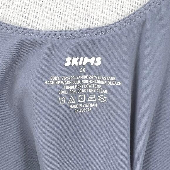 SKIMS Fits Everybody Long SleeveLow Back Bodysuit Womens 2X Gray Blue Stretch - Picture 11 of 16